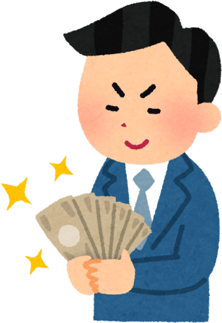 Illustration of a Smirking Man Holding Money